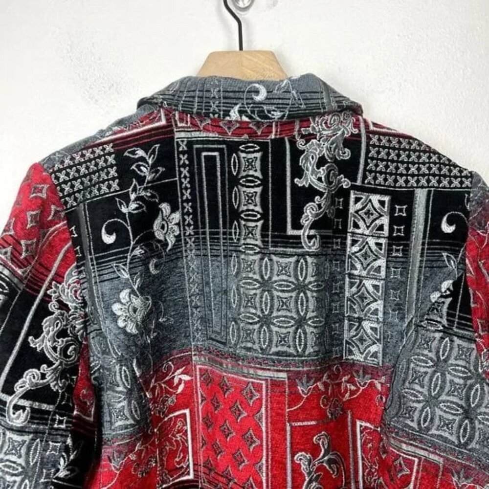 Susan Graver Red and Black Patterned blazer Jacket Sz 22 - Picture 7 of 10